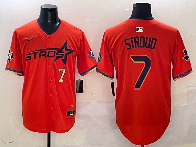Men Houston Astros #7 Stroud Orange Fourth generation Joint Name Nike 2025 MLB Jersey style 2->houston astros->MLB Jersey